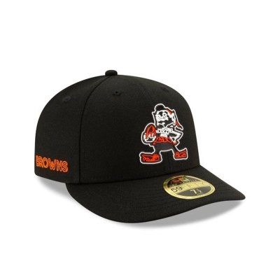 Black Cleveland Browns Hat - New Era NFL Official NFL Draft Low Profile 59FIFTY Fitted Caps USA0624351